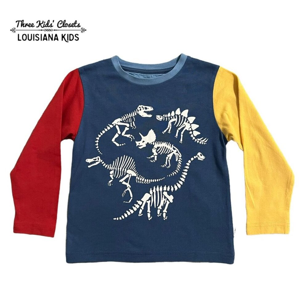 Kite 3Y Color Blocked Dinosaur Skeleton Bones Shirt
